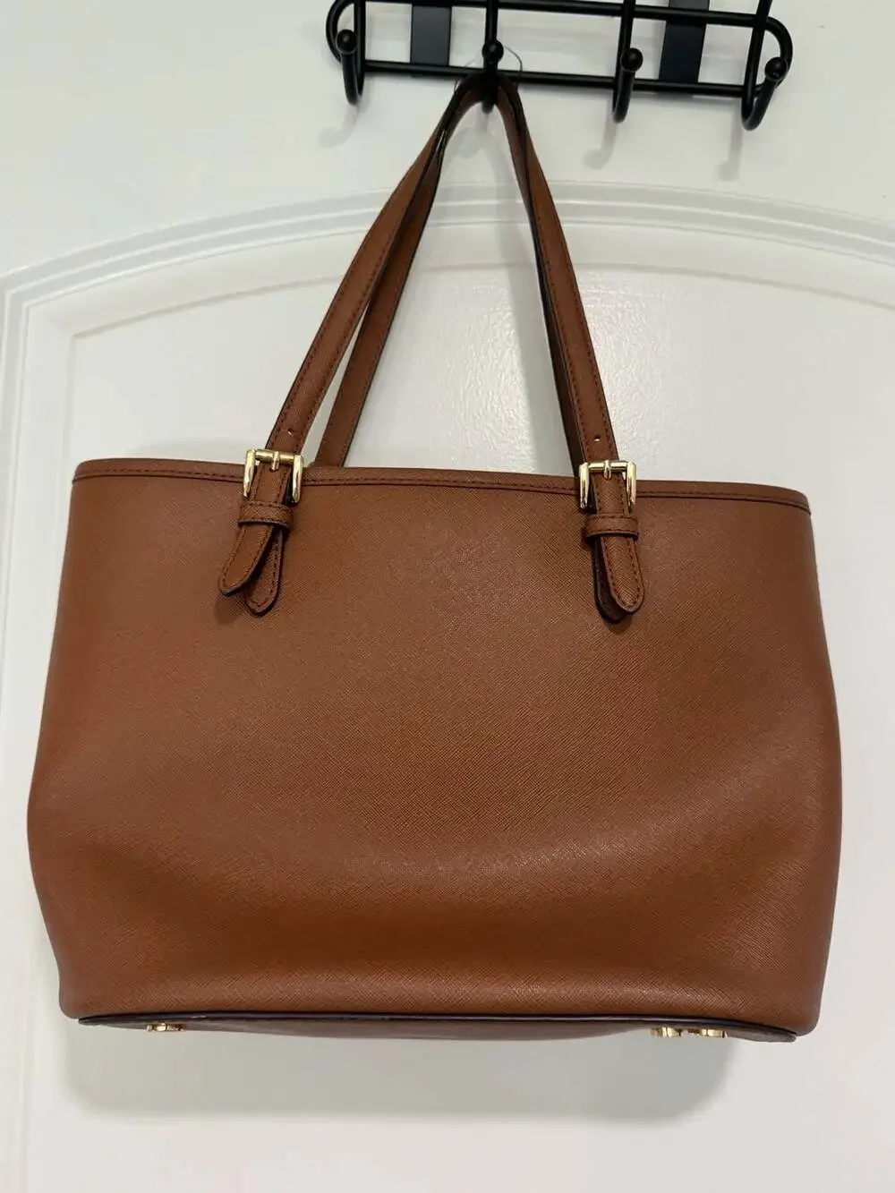 Michael Kors Jet Set Brown Saffiano Leather Tote Shoulder Bag  Classic